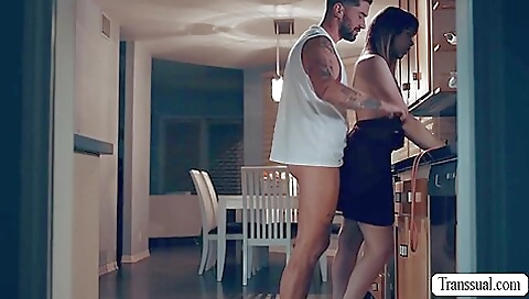 Stepbrother gives blowjob to his stepdaughter and gives a handjob