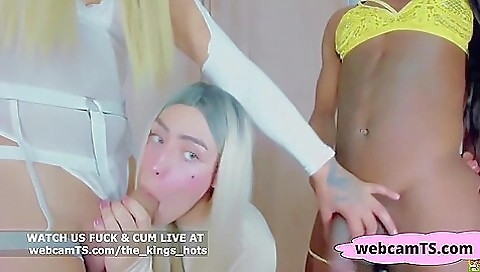 Hot interracial threesome with ebony and black cock