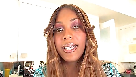 Gorgeous black babe with a great ass in a tattooed outfit