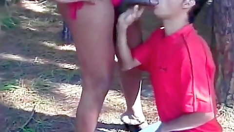 Interracial ebony hottie gets fucked by a deepthroated man