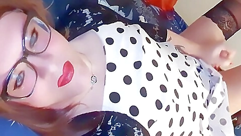 Hot redhead strips naked and masturbates to a mess