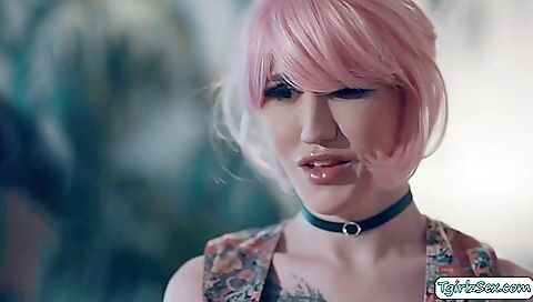 Horny shemale gets fucked in the ass and the mouth