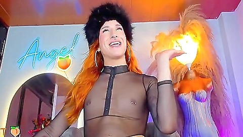 Red head with a tattooed ass enjoys solo sex with a big cock