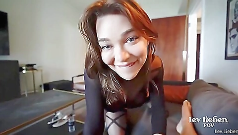 Amazing brunette with big tits is getting fucked on the bed