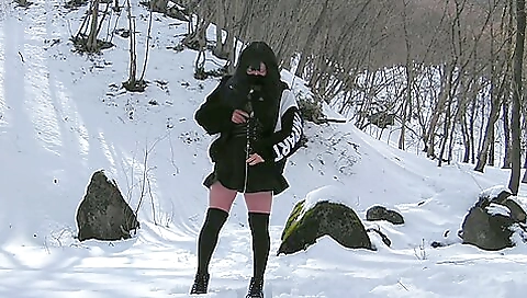 My beautiful chinese body in stockings leaked on the mountain