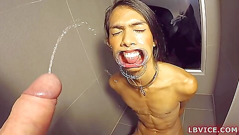 Hot brunette pissing in the pissing pose and a blowjob