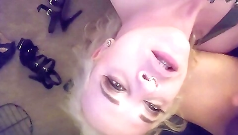 Blonde woman with a hot pussy is playing with her boyfriend's cock