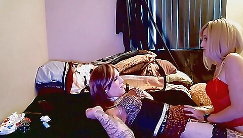 Bright brunette babe in lingerie sucks and gets fucked